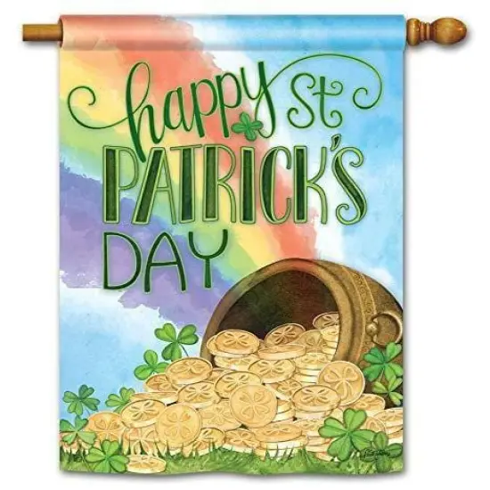 St Patricks Pot of Gold Flag Decorative House Banner {1}