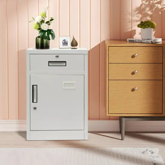 Filing Cabinet for Office Metal with Lock Vertical File Storage Cabinet w/Drawer {2}