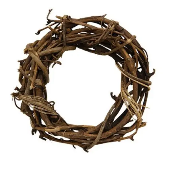 4" Rustic Brown Mini Wreath Farmhouse Grapevine Candle Ring for Table Decor {1}