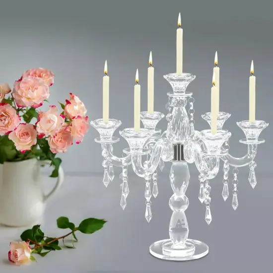 Candlestick Holder Crystal Candelabra Candlestick 7-arm Candle Holder For Party {2}