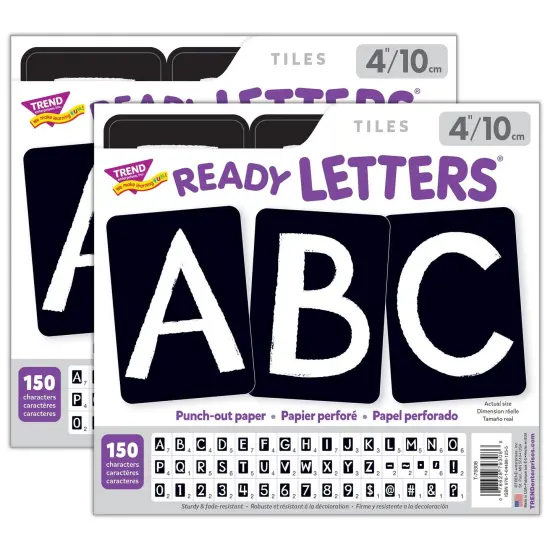 Black 4" Tiles Uppercase Ready Letters&reg;, 150 Pieces Per Pack, 2 Packs {1}