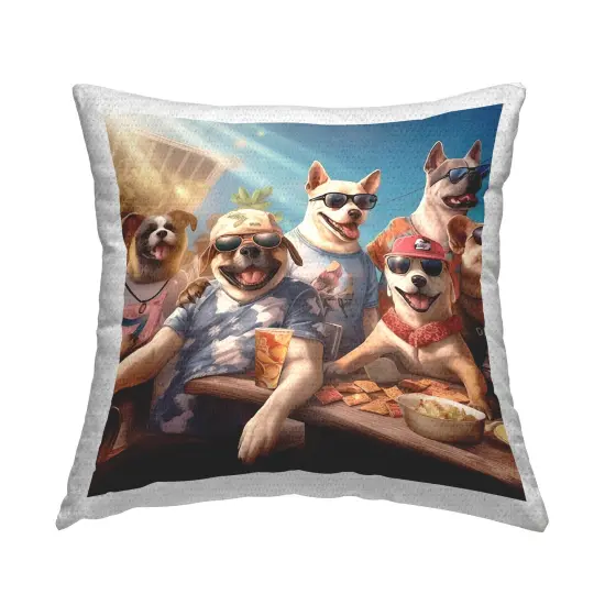 Summer Dog Friends Design by Jim Baldwin Outdoor Printed Pillow  {1}