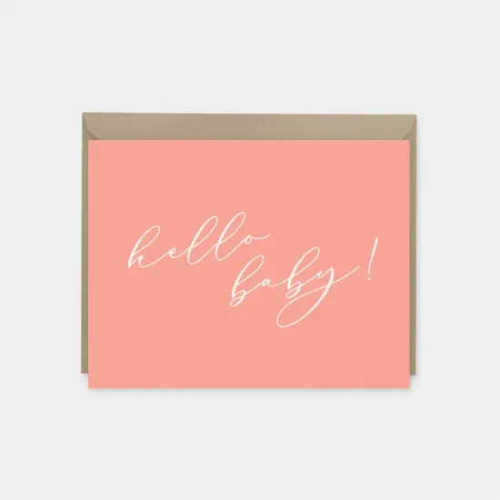 "Hello Baby!" Script Pink Note Cards {1}