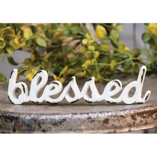 'blessed' Distressed White Resin Figurine {1}