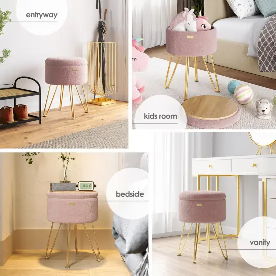 StorageBud Round Ottoman with Storage {8}