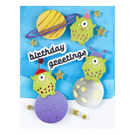 Spellbinders Etched Dies By Simon Hurley-Space Greetings, Simon's Space Adventure {3}