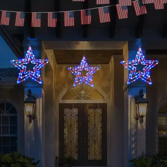 4th of July Decorations, 3 Layers of 14inch Red White Blue Big Stars {5}