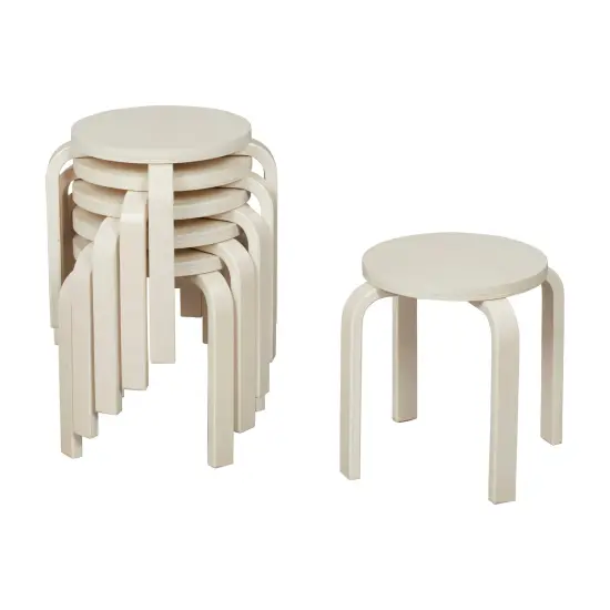 Bentwood Stackable Stools, Classroom Furniture, 6-Piece White Wash {1}