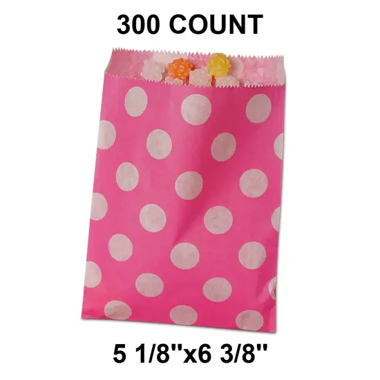 Colorful Large Dots Merchandise Bags 5 1/8" x 6 3/8" Hot Pink {1}