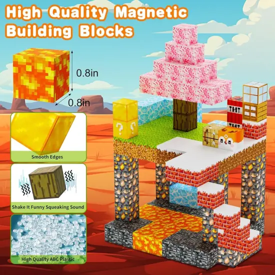Magnetic Blocks 100PCS,Mine World Craft Toys for Boys 6-8,Magnetic Cubes for Kids,Magnetic Toys,Stress Relief Building Blocks,Magnetic Building Cubes0.8In,Puzzle Games,Building Toys {3}