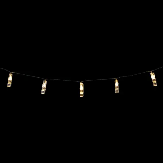 Northlight LED Clothes Pin Photo Holding String Light Set - 5' Clear Wire - 15ct {4}