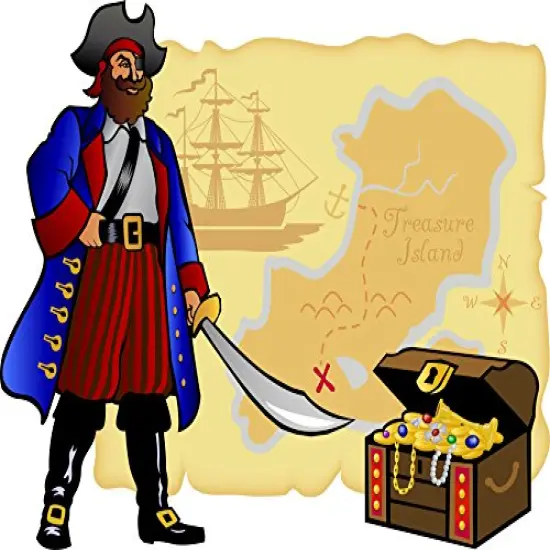 Pirate with Map Edible Cake Image Topper 1/4 Sheet {1}