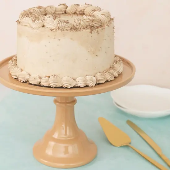 LARGE LATTE BROWN MELAMINE CAKE STAND {3}