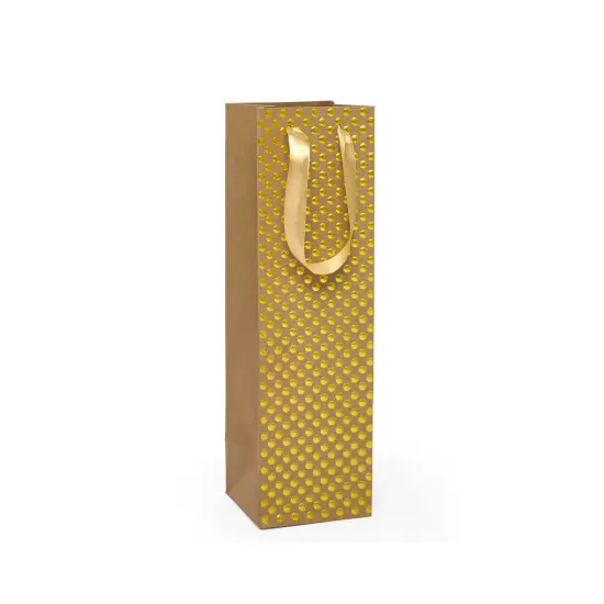 Embossed Polka Dot Wine Pouch 4 1/8'' x 4 1/8'' x 14 1/4'' {5}