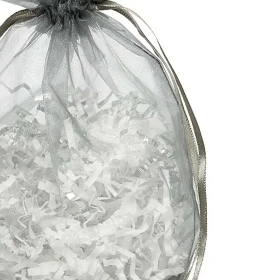 Wide Round Flat Bottom Organza Bags 6 1/2 '' X 4 '' X 7 '' for Party Gifts Pewter {5}