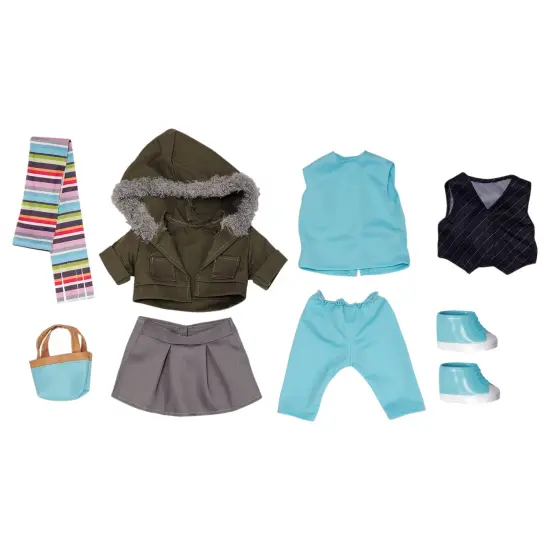 Style Girls: 18" Doll Outfit - Jacket W/ Scarf - 9 Piece Outfit Set, Baby Doll Dress Up, Doll Accessories, Ages 3+ {1}