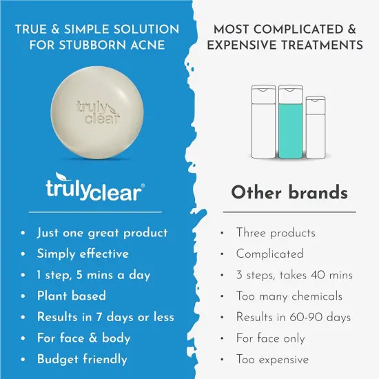 Truly Clear: One-Step Acne Solution Bar - Plant Based Soap, 1% Salicylic Acid, Hyaluronic Acid, Face & Body Cleansing, Non-Drying Skincare Treatment {5}