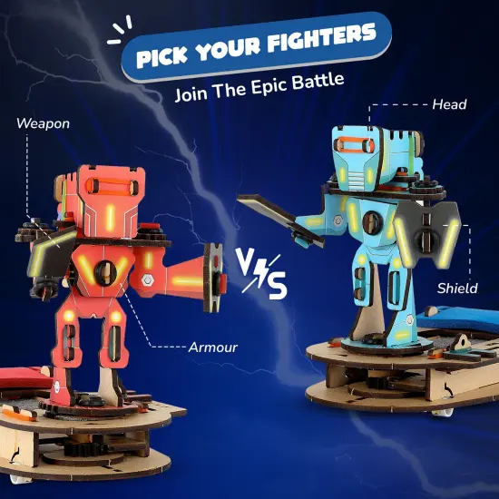 Smartivity: Steam Warriors - Clash of Cyborgs Toy - DIY 2 Player Battle Game, Build Your Wooden Toy Fighter Figures, Play-Learn, STEM Science, Kids 6+ {3}
