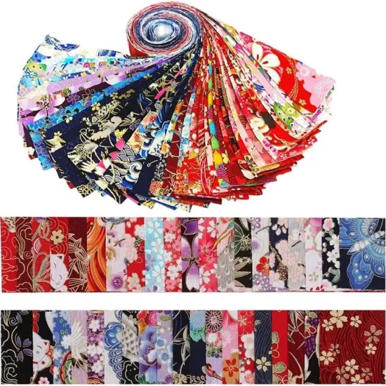 40 Pcs Jelly Roll Fabric Strips (Japanese Style Printed Cotton) {1}