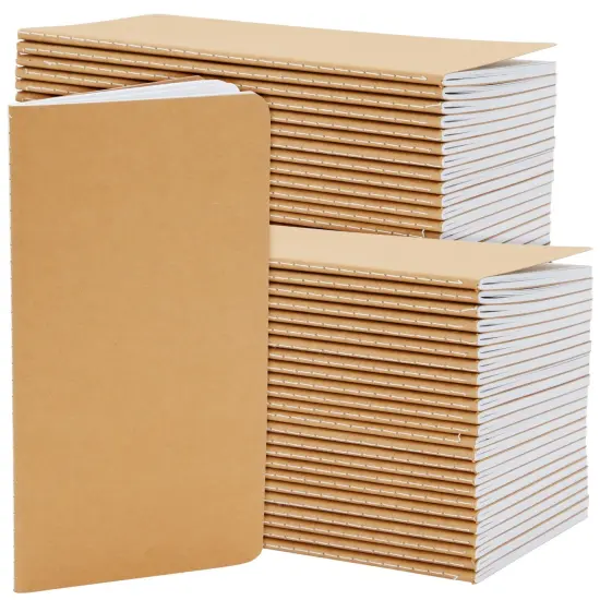 48 Pack Kraft Paper Notebooks Bulk, H5 Lined Journals for Writing, Students, Office, Travelers (80 Pages) Brown {1}