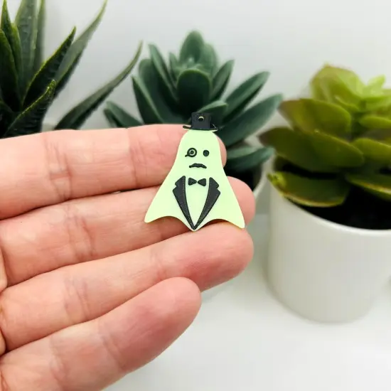 1 or 5 Pairs: Fancy Pair Glow in the Dark Ghost Charms {3}