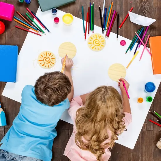 4 Pieces Wooden Round Plaque Unfinished Natural Wood {4}