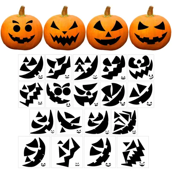 Wrapables Halloween Classic Pumpkin Face Stickers, DIY Halloween Pumpkin Decorating Stickers for Party Supplies, Favors, Trick or Treat (18 Sheets) {1}