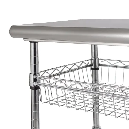 Seville Classics Stainless Steel NSF-Certified Utility Worktable Cart, 30" W x 20" D x 36" H {2}