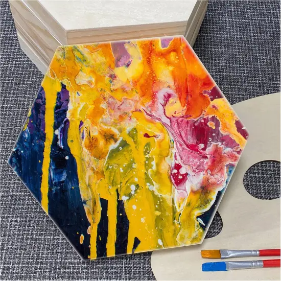 6 Pieces 6'' x 7'' Unfinished Wooden Hexagon Painting Panel Boards {2}