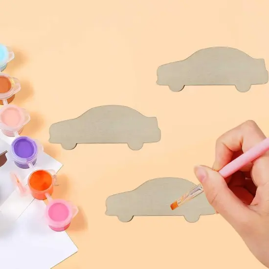 20pcs Wooden Car Shaped Cutouts DIY Crafts Car Unfinished Wood {3}