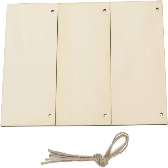 3pcs Unfinished Wood Sign Blank Rectangle Hanging Wooden Plaque {5}