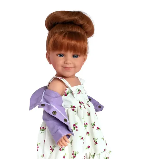 Autumn Rae Smiles Doll &ndash; Red Hair, Blue Eyes, Lavender Dress & Denim Jacket {5}