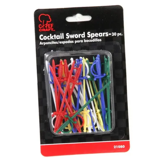 Chef Craft 30pc Set 3-inch Fun Sword Shaped Spears - Great for Cocktails & Appetizers {3}