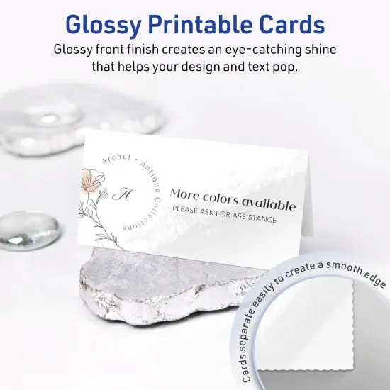 Avery Glossy White Tent Cards, 2-1/6" x 4" Rectangle {2}