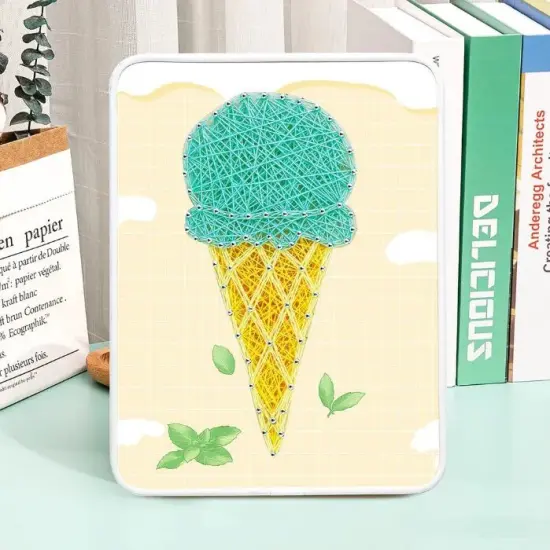 Ice Cream String Art Kit with Stand. Simple Decorative DIY String Art Craft Kit M1-2 DHBC28017 {1}