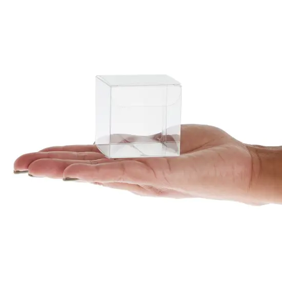 100-Pack Clear Gift Boxes - 2x2x2 In Square Plastic Transparent Favor Boxes for Wedding, Baby Shower, Birthday Party {6}