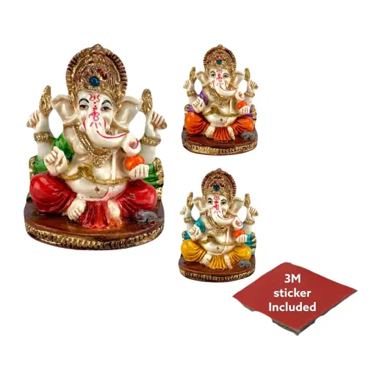 Acrylic Ganesh Statue 2.25 Inch Hindu Lord Ganesha Mini Idol Statue for Home Office Car Dashboard India God Figurine Temple Pooja Room Diwali Navrathri Wedding Gift (1 Pc) Orange {6}