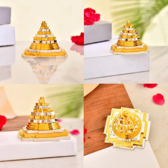 Shree Yantra Sri Chakra Meru Laxmi Yantra for Good Luck Wealth Home Office Decor - Perfect for Meditation Spiritual Blessings (3 Inch) {4}
