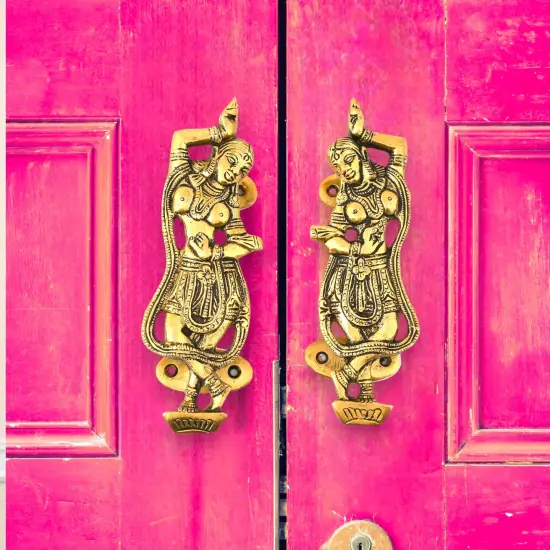 Decorative Antique Dancing Lady Door Pull Handles 6.8 Inches Pair of 2 Unique Brass Fitting Knobs for Drawer, Shelf, Wardrobe, Almirah Housewarming Gift {2}