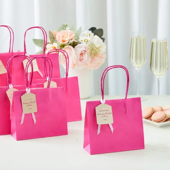 50 Pack Mini Pink Gift Bags with Handles, Bulk Kraft Party Favor Bags (6 x 5 x 2.5 In) {2}