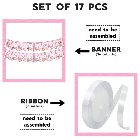 Baby Naming Ceremony Banner Baby Shower Decoration - Sign for Backdrop Decor Party Supplies & Decorations Favors Naming Ceremony for Girls Boys {4}