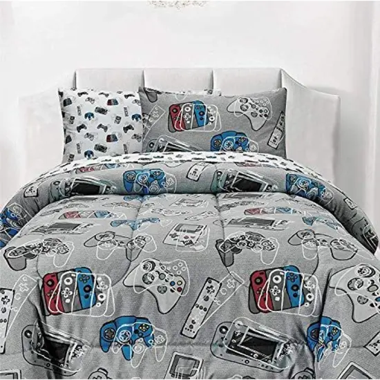 Kids Rule 4-Piece Gamer Bed Sheet Set for Boys & Kids - 1 Full Flat and 1 Full Fitted Sheet, 2 Queen Pillowcases,Soft Brushed Microfiber Smooth Durable Polyester Multicolor {4}
