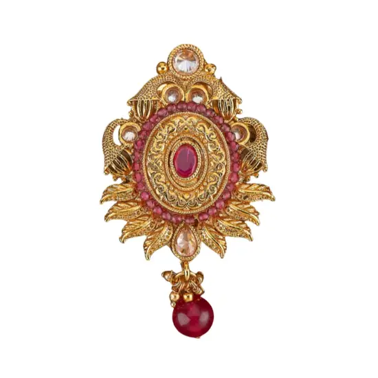Golden Sari Brooch Indian Saree Lehenga Safety Pin Jewelry Gold Tone Kundan Jewelry Bollywood Safety Pin Indian Wedding Bridal Jewelry Gift for Her Mother’s Day Gift RUBY {1}