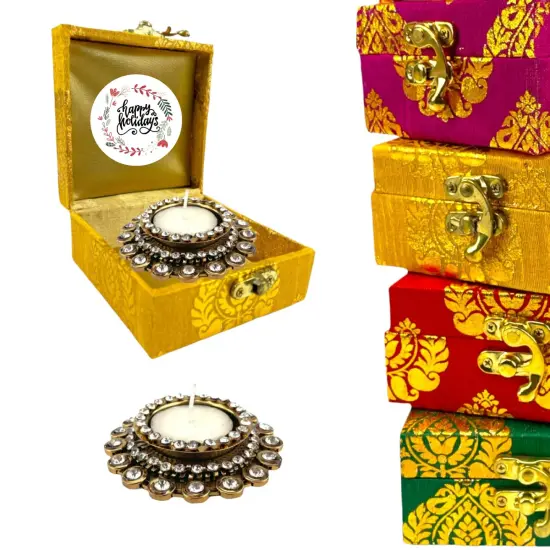 Happy Holiday Gift Boxes, Candle Holder Christmas Gift Box Hamper Basket, for Employees, Home Office Friends , Family & Relatives {3}