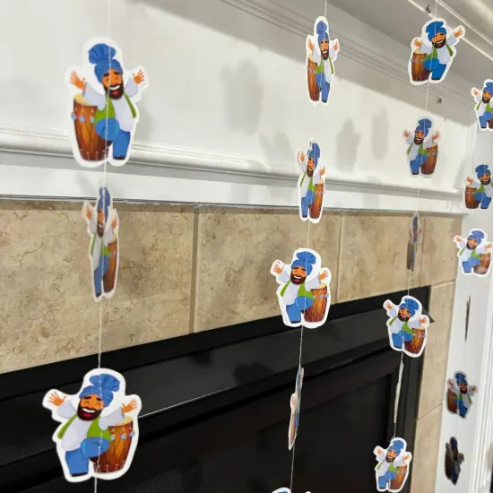 4ct Happy Lohri Hanging Decoration Strings Mini Paper Frill Wall Hanging Indian Harvest Festival Lohri Gifting Dancing Punjabi Party Celebration - Lohri Decor for Home Office {6}