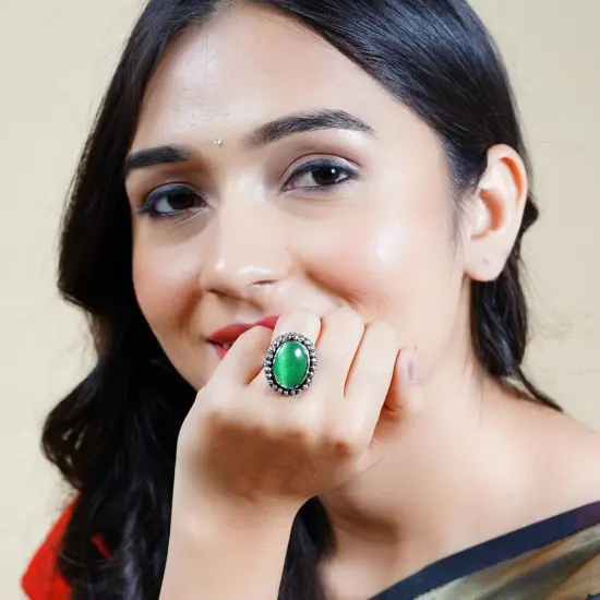 Zodiac Ring with Oxidised Plating Women Rings Open Wrap Finger Rings Adjustable Indian Bollywood Jewelry Antique Vintage Knuckle Boho Jewelry for Women - Gift for Her MINT {6}