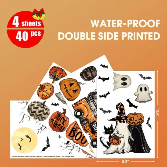 40 PCS Halloween Window Cling Sticker - Jack-O-Lantern Pumpkin {4}