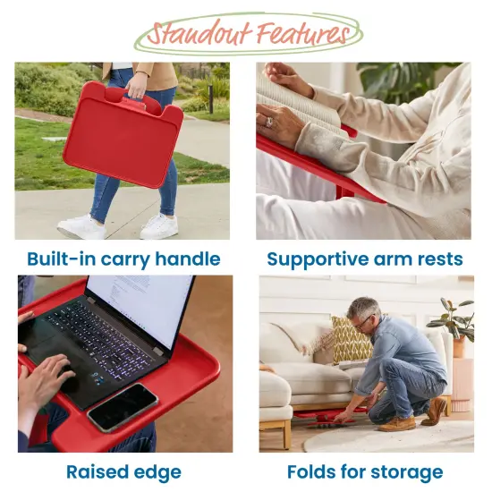 The Surf Folding Portable Lap Desk, Large, Flexible Seating Red {4}