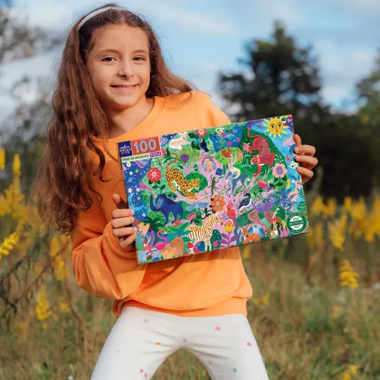 eeBoo: Tree of Wildlife - 100 Piece Puzzle - 27 x 18" Colorful Nature & Animal Jigsaw, Sturdy Dustless Pieces, Informational Poster, Kids Ages 5+ {5}