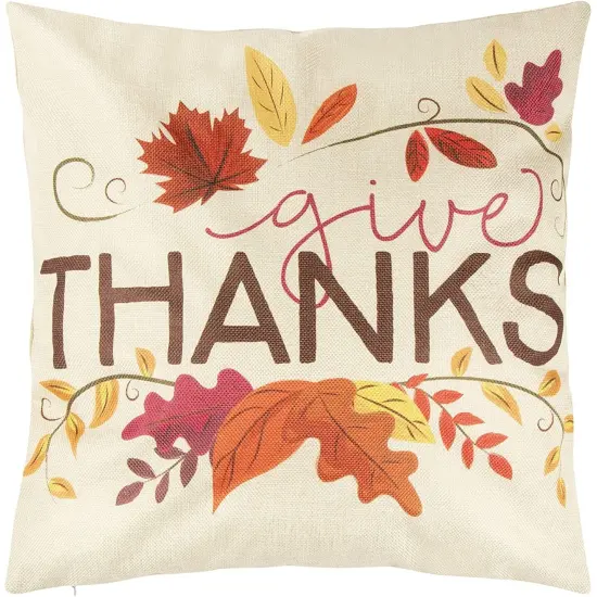 Set of 4 Thanksgiving Throw Pillow Covers with Seasonal Fall Quotes, 4 Autumn Designs (17 x 17 In) Multicolor {6}